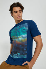 تنزيل الصورة على معرض الصور، Redtag-Blue-Graphic-T-Shirt-Graphic-Prints-Men's-