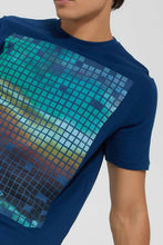 تنزيل الصورة على معرض الصور، Redtag-Blue-Graphic-T-Shirt-Graphic-Prints-Men's-