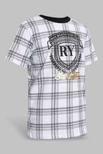 تنزيل الصورة على معرض الصور، Redtag-White-Reckless-Youth-T-Shirt-All-Over-Prints-Senior-Boys-9 to 14 Years