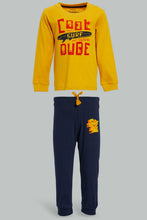 تنزيل الصورة على معرض الصور، Redtag-Yellow-Tshirt-And-Navy-Bottom-Pj-Set-(2-Pack)-Pyjama-Sets-Infant-Boys-3 to 24 Months