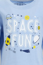 تنزيل الصورة على معرض الصور، Redtag-Blue-Space-T-Shirt-And-Grey-Bottom-Pj-Set-(2-Pack)-Pyjama-Sets-Infant-Boys-3 to 24 Months