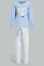 تنزيل الصورة على معرض الصور، Redtag-Blue-Space-T-Shirt-And-Grey-Bottom-Pj-Set-(2-Pack)-Pyjama-Sets-Infant-Boys-3 to 24 Months