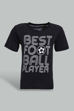 تنزيل الصورة على معرض الصور، Redtag-Black-Football-Short-Slv-Tshirt-And-Grey-Bottom-Pj-Set-(2-Pack)-Pyjama-Sets-Infant-Boys-3 to 24 Months