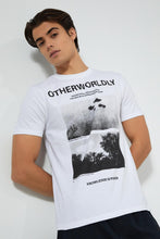 تنزيل الصورة على معرض الصور، Redtag-White-Graphic-T-Shirt-Graphic-Prints-Men's-