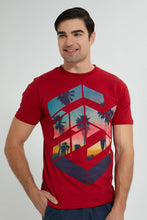 Load image into Gallery viewer, Redtag-Red-Graphic-T-Shirt-Graphic-Prints-Men's-