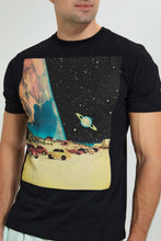 تنزيل الصورة على معرض الصور، Redtag-Black-Graphic-T-Shirt-Graphic-Prints-Men's-
