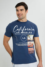 تنزيل الصورة على معرض الصور، Redtag-Blue-Graphic-T-Shirt-Graphic-Prints-Men's-