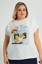 Load image into Gallery viewer, Redtag-White-Placement-Print-Top-Colour:White,-Filter:Plus-Size,-LDP-Blouses,-New-In,-New-In-LDP,-Non-Sale,-S22A,-Section:Women-Women's-