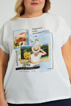 Load image into Gallery viewer, Redtag-White-Placement-Print-Top-Colour:White,-Filter:Plus-Size,-LDP-Blouses,-New-In,-New-In-LDP,-Non-Sale,-S22A,-Section:Women-Women's-