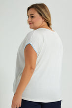 Load image into Gallery viewer, Redtag-White-Placement-Print-Top-Colour:White,-Filter:Plus-Size,-LDP-Blouses,-New-In,-New-In-LDP,-Non-Sale,-S22A,-Section:Women-Women's-