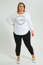 Load image into Gallery viewer, Redtag-White-Placement-Print-Button-Detail-Top-Colour:White,-Filter:Plus-Size,-LDP-Tops,-New-In,-New-In-LDP,-Non-Sale,-S22A,-Section:Women-Women's-
