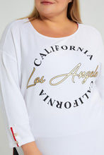 Load image into Gallery viewer, Redtag-White-Placement-Print-Button-Detail-Top-Colour:White,-Filter:Plus-Size,-LDP-Tops,-New-In,-New-In-LDP,-Non-Sale,-S22A,-Section:Women-Women's-