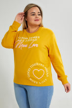 Load image into Gallery viewer, Redtag-Yellow-Good-Times-Sweatshirt-Colour:Yellow,-Filter:Plus-Size,-LDP-Sweatshirts,-New-In,-New-In-LDP,-Non-Sale,-S22A,-Section:Women-Women's-