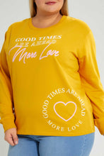 Load image into Gallery viewer, Redtag-Yellow-Good-Times-Sweatshirt-Colour:Yellow,-Filter:Plus-Size,-LDP-Sweatshirts,-New-In,-New-In-LDP,-Non-Sale,-S22A,-Section:Women-Women's-