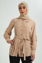 Load image into Gallery viewer, Redtag-Beige-Pleat-Detail-Blouse-Blouses-Women's-