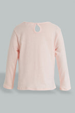تنزيل الصورة على معرض الصور، Redtag-Baby-Pink-Allover-Foil-Print-T-Shirt-Embellished-Infant-Girls-3 to 24 Months
