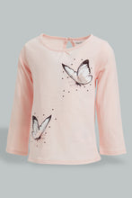 تنزيل الصورة على معرض الصور، Redtag-Pink-Placement-Print-L/S-Sleeve-Tee-Embellished-Infant-Girls-3 to 24 Months