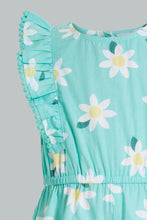 Load image into Gallery viewer, Redtag-Mint-Printed-Frilled-Playsuit-Jumpsuits-Infant-Girls-3 to 24 Months