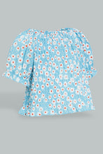 Load image into Gallery viewer, Redtag-Blue-Smocking-Printed-Top-Blouses-Infant-Girls-3 to 24 Months