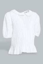 Load image into Gallery viewer, Redtag-White-Collared-Smocking-Top-Blouses-Infant-Girls-3 to 24 Months