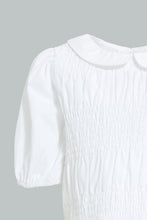 Load image into Gallery viewer, Redtag-White-Collared-Smocking-Top-Blouses-Infant-Girls-3 to 24 Months