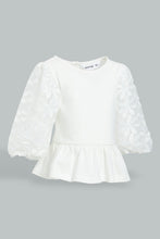 تنزيل الصورة على معرض الصور، Redtag-White-Lace-Sleeves-Jersey-Top-Blouses-Infant-Girls-3 to 24 Months