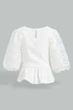 تنزيل الصورة على معرض الصور، Redtag-White-Lace-Sleeves-Jersey-Top-Blouses-Infant-Girls-3 to 24 Months