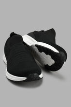 Load image into Gallery viewer, Redtag-Black-Ribbed-Knit-Slip-On-Slip-Ons-Senior-Boys-5 to 14 Years