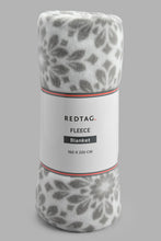 Load image into Gallery viewer, Redtag-Grey-Floral-Printed-Single-Fleece-Blanket-Blankets-Home-Bedroom-