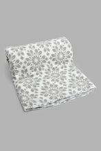 Load image into Gallery viewer, Redtag-Grey-Floral-Printed-Single-Fleece-Blanket-Blankets-Home-Bedroom-