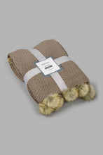 تنزيل الصورة على معرض الصور، Redtag-Beige-Knitted-Throw-With-Pom-Pom-Colour:Beige,-Filter:Home-Bedroom,-HMW-BED-Throws,-New-In,-New-In-HMW-BED,-Non-Sale,-S22B,-Section:Homewares-Home-Bedroom-