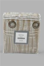 تنزيل الصورة على معرض الصور، Redtag-Beige-2-Piece-Geometric-Jacquard-Curtain-Pair-With-Lining-Curtains-Home-Bedroom-
