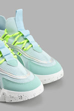 Load image into Gallery viewer, Redtag-Aqua-Chunky-Sneaker-With-Neon-Laces-Slip-Ons-Women's-