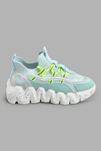 Load image into Gallery viewer, Redtag-Aqua-Chunky-Sneaker-With-Neon-Laces-Slip-Ons-Women's-