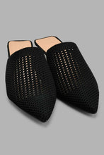 Load image into Gallery viewer, Redtag-Black-Woven-Closed-Toe-Mule-Court-Shoes-Women's-