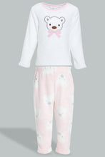 تنزيل الصورة على معرض الصور، Redtag-White-Printed-Fleece-Pyjama-Set-Pyjama-Sets-Infant-Girls-3 to 24 Months
