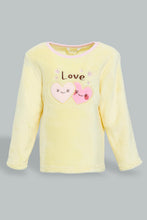 تنزيل الصورة على معرض الصور، Redtag-Yellow-Heart-Artwork-Fleece-Pyjama-Set-Pyjama-Sets-Infant-Girls-3 to 24 Months