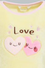 تنزيل الصورة على معرض الصور، Redtag-Yellow-Heart-Artwork-Fleece-Pyjama-Set-Pyjama-Sets-Infant-Girls-3 to 24 Months