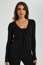 تنزيل الصورة على معرض الصور، Redtag-Black-V-Neck-Front-Tie-Cardigan-Colour:Black,-Filter:Women's-Clothing,-Limited-Edition-Tops,-New-In,-New-In-Women,-Non-Sale,-S22B,-Section:Women-Women's-