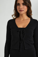 تنزيل الصورة على معرض الصور، Redtag-Black-V-Neck-Front-Tie-Cardigan-Colour:Black,-Filter:Women's-Clothing,-Limited-Edition-Tops,-New-In,-New-In-Women,-Non-Sale,-S22B,-Section:Women-Women's-