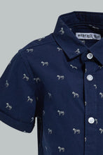 Load image into Gallery viewer, Redtag-Navy-Animal-Printed-Short-Sleeve-Shirt-Colour:Navy,-Filter:Infant-Boys-(3-to-24-Mths),-Infant-Boys-Shirts,-New-In,-New-In-INB,-Non-Sale,-S22B,-Section:Kidswear,-TBL-Infant-Boys-3 to 24 Months
