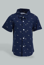 Load image into Gallery viewer, Redtag-Navy-Animal-Printed-Short-Sleeve-Shirt-Colour:Navy,-Filter:Infant-Boys-(3-to-24-Mths),-Infant-Boys-Shirts,-New-In,-New-In-INB,-Non-Sale,-S22B,-Section:Kidswear,-TBL-Infant-Boys-3 to 24 Months