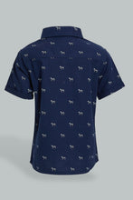 Load image into Gallery viewer, Redtag-Navy-Animal-Printed-Short-Sleeve-Shirt-Colour:Navy,-Filter:Infant-Boys-(3-to-24-Mths),-Infant-Boys-Shirts,-New-In,-New-In-INB,-Non-Sale,-S22B,-Section:Kidswear,-TBL-Infant-Boys-3 to 24 Months