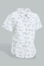 تنزيل الصورة على معرض الصور، Redtag-White-Dino-Printed-Short-Sleeve-Shirt-Colour:White,-Filter:Infant-Boys-(3-to-24-Mths),-Infant-Boys-Shirts,-New-In,-New-In-INB,-Non-Sale,-S22B,-Section:Kidswear,-TBL-Infant-Boys-3 to 24 Months