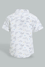 تنزيل الصورة على معرض الصور، Redtag-White-Dino-Printed-Short-Sleeve-Shirt-Colour:White,-Filter:Infant-Boys-(3-to-24-Mths),-Infant-Boys-Shirts,-New-In,-New-In-INB,-Non-Sale,-S22B,-Section:Kidswear,-TBL-Infant-Boys-3 to 24 Months