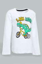 تنزيل الصورة على معرض الصور، Redtag-White-Dion-Long-Sleeve-T-Shirt-Long-Sleeves-Infant-Boys-3 to 24 Months