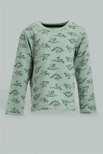 تنزيل الصورة على معرض الصور، Redtag-Olive-Dino-Printed-Long-Sleeve-T-Shirt-Long-Sleeves-Infant-Boys-3 to 24 Months