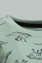 تنزيل الصورة على معرض الصور، Redtag-Olive-Dino-Printed-Long-Sleeve-T-Shirt-Long-Sleeves-Infant-Boys-3 to 24 Months