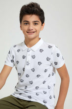تنزيل الصورة على معرض الصور، Redtag-White-Tiger-Face-Aop-Polo-Polo-Shirts-Senior-Boys-9 to 14 Years
