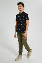 تنزيل الصورة على معرض الصور، Redtag-Black-Sneakers-Aop-Aop-Polo-Polo-Shirts-Senior-Boys-9 to 14 Years
